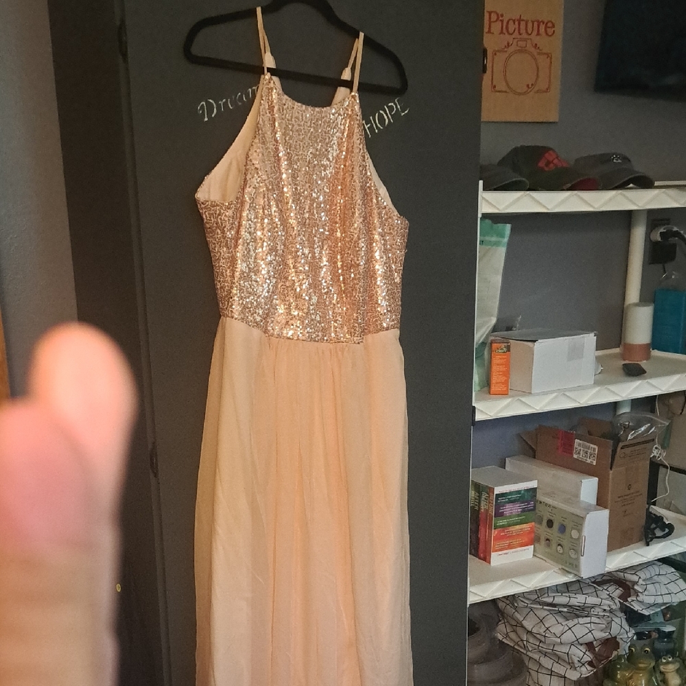 Sequin Top Peach Dress